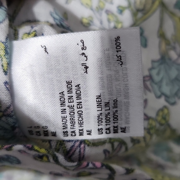 Linen Charter Club Luxury Womens Size L Blouse Longsleeve Floral Balloon Linen - Picture 7 of 13